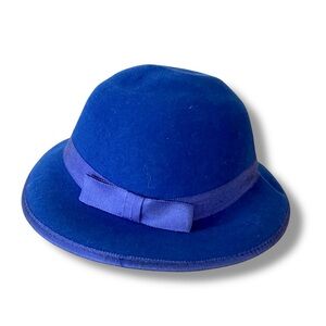 VINTAGE DOESKIN BRAND FELT WOOL COBALT BLUE HAT